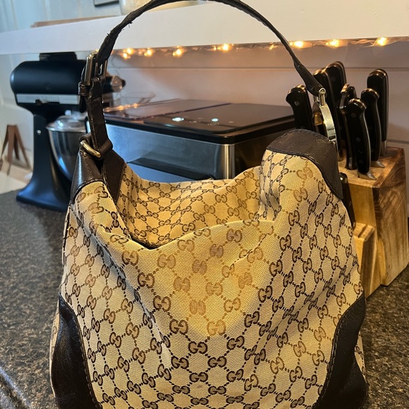 Gucci Beige & Brown Monogram Shoulder Bag